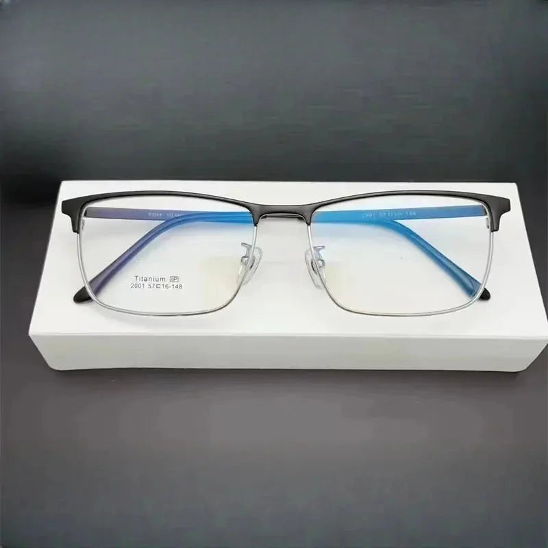 Men's Square Semi-Rimless Titanium Prescription Glasses 62001 — view 6 | Rx Spectacle