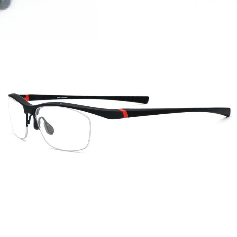 Men's Square Semi-Rimless Titanium Sports Glasses 7027 — view 4 | Rx Spectacle