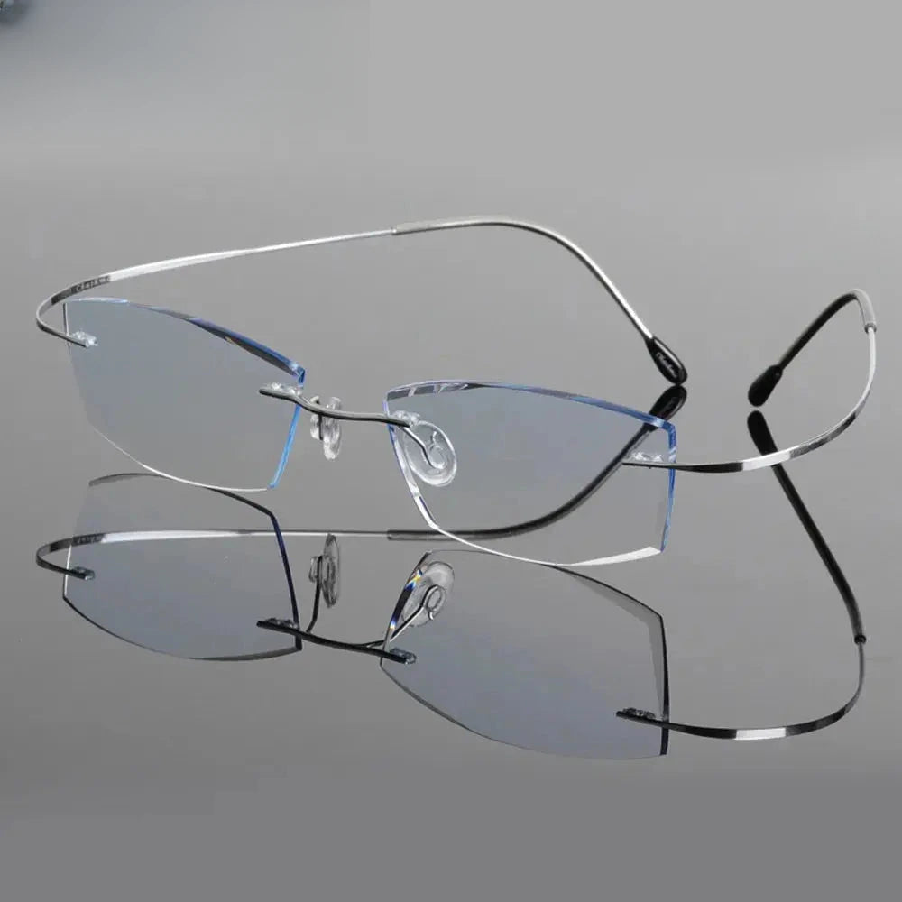Men's Square Rimless Titanium Prescription Glasses 60744 — view 3 | Rx Spectacle