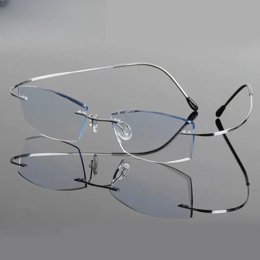 Men's Square Rimless Titanium Prescription Glasses 60744 — view 1 | Rx Spectacle