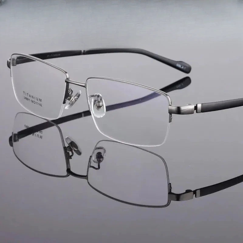 Men's Rectangular Semi-Rimless Titanium Prescription Glasses 891100 — view 1 | Rx Spectacle