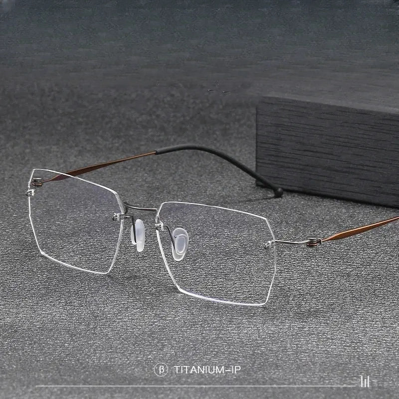 Unisex Square Rimless Titanium Screwless Prescription Glasses 5937 — view 1 | Rx Spectacle