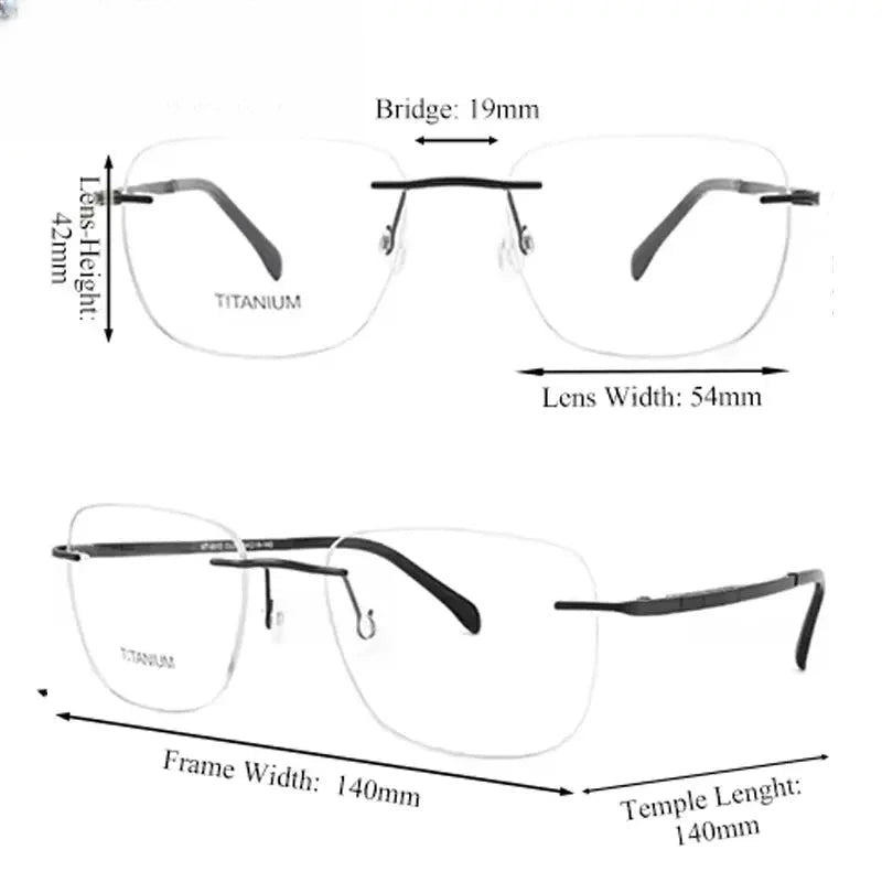 Men's Polygon Rimless Titanium Prescription Glasses 409013 — view 3 | Rx Spectacle