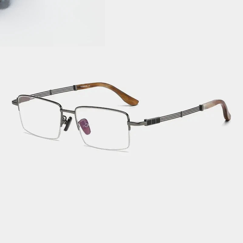 Men's Square Semi-Rimless Titanium Prescription Glasses Gxyj1498 — view 6 | Rx Spectacle