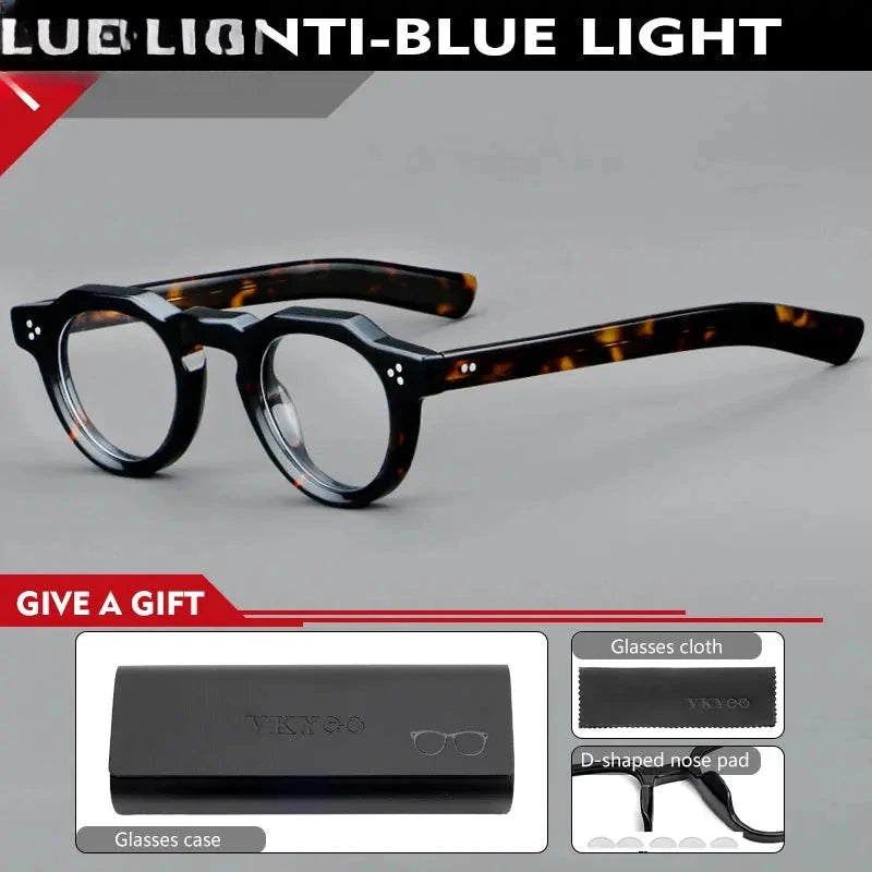 Women's Round Full Rim Acetate Flat Top Reading Glasses 98013 — view 3 | Rx Spectacle
