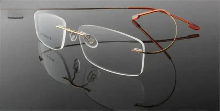 Women's Square Rimless Titanium Prescription Glasses 60749 — view 10 | Rx Spectacle