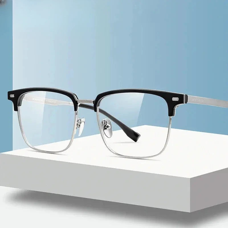 Unisex Square Full Rim Titanium Prescription Glasses 317001 — view 1 | Rx Spectacle