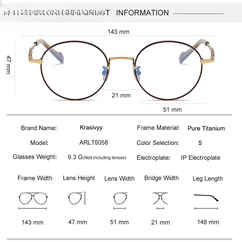 Unisex Round Full Rim Titanium Prescription Glasses 46058 — view 2 | Rx Spectacle