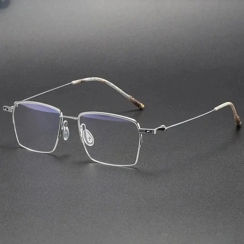 Unisex Polygon Semi-Rimless Titanium Prescription Glasses 202311 — view 5 | Rx Spectacle
