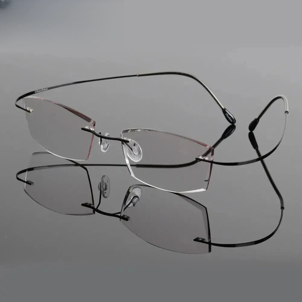 Men's Square Rimless Titanium Prescription Glasses 60744 — view 5 | Rx Spectacle