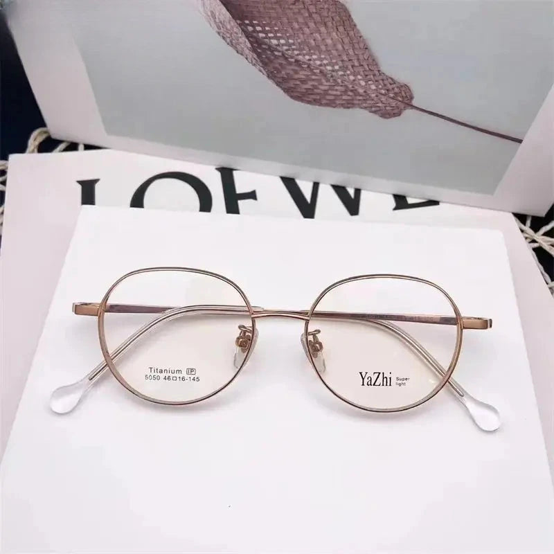 Unisex Round Full Rim Titanium Prescription Glasses 5050 — view 7 | Rx Spectacle