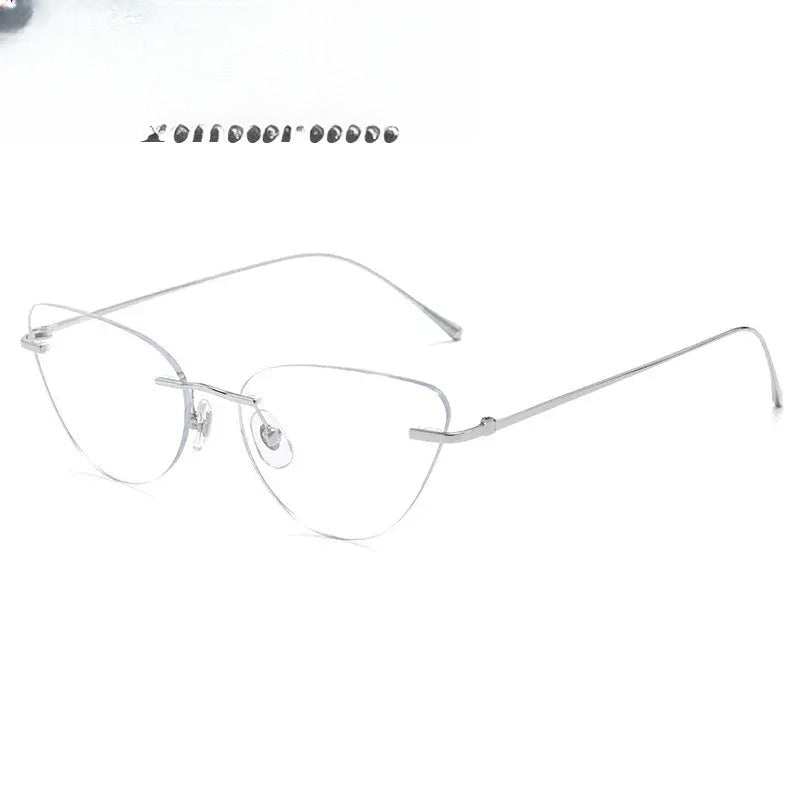 Women's Cat Eye Rimless Titanium Prescription Glasses 30944 — view 1 | Rx Spectacle