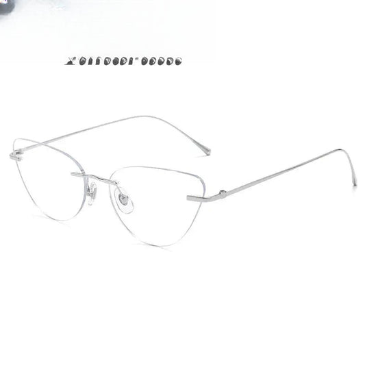 Women's Cat Eye Rimless Titanium Prescription Glasses 30944 — view 1 | Rx Spectacle