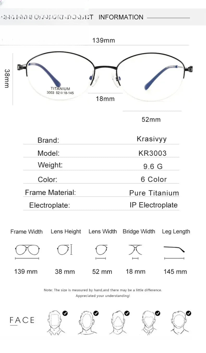 Women's Oval Semi-Rimless Titanium Prescription Glasses 33003 — view 2 | Rx Spectacle