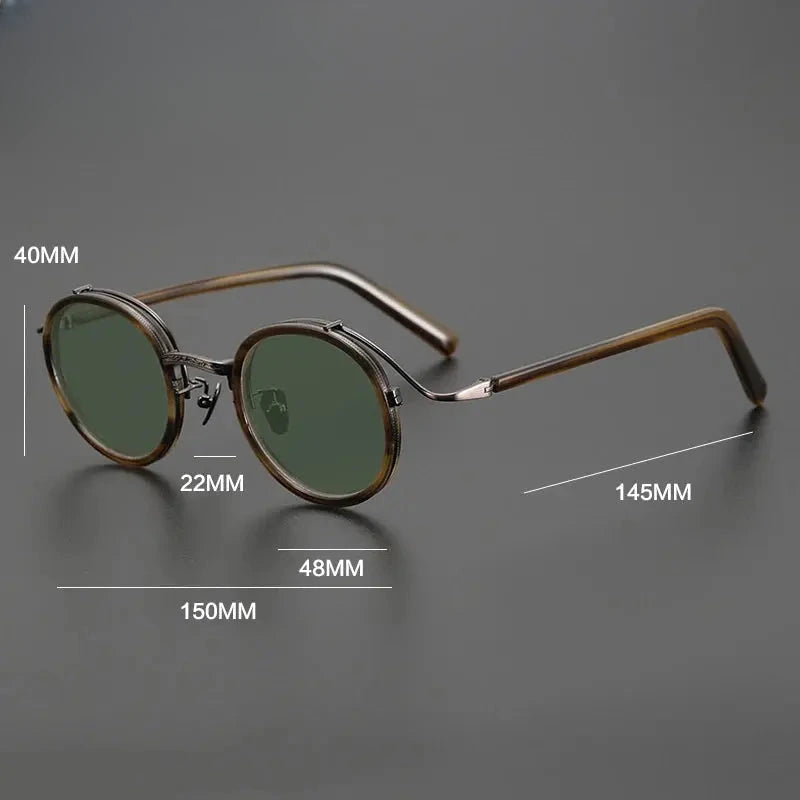 Unisex Round Full Rim Titanium Prescription Glasses Mo12 — view 5 | Rx Spectacle