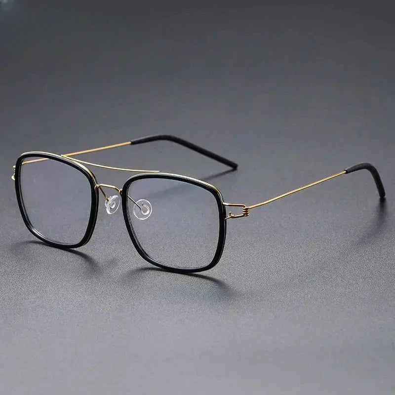 Women's Square Full Rim Titanium Double Bridge Prescription Glasses 51138 — view 4 | Rx Spectacle