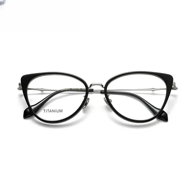 Women's Cat Eye Full Rim Titanium Prescription Glasses 8716660 — view 3 | Rx Spectacle