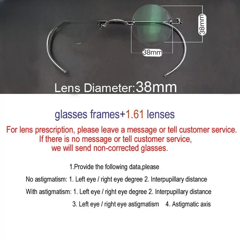 Unisex Round Rimless Stainless Steel Screwless Prescription Glasses 384042 — view 6 | Rx Spectacle