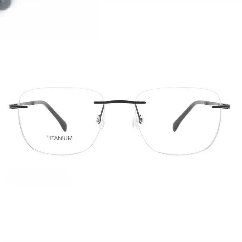Unisex Polygon Rimless Titanium Flat Top Prescription Glasses 969013 — view 1 | Rx Spectacle