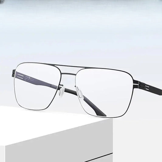 Women's Square Full Rim Stainless Steel Prescription Glasses 551744 — view 1 | Rx Spectacle