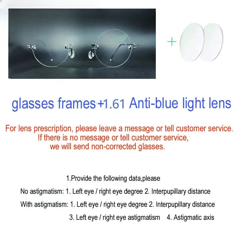 Unisex Round Rimless Stainless Steel Screwless Prescription Glasses 4040 — view 4 | Rx Spectacle