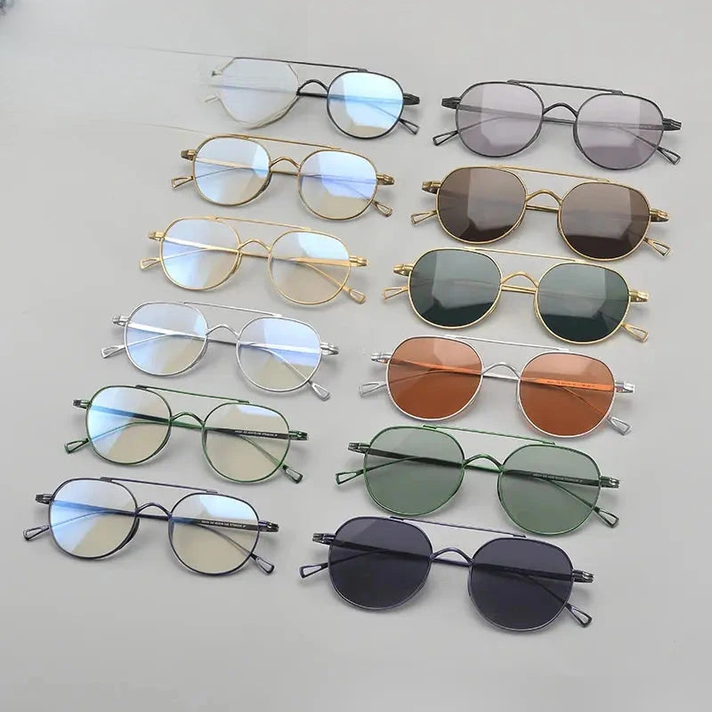Unisex Polygon Full Rim Titanium Double Bridge Prescription Glasses 1477 — view 4 | Rx Spectacle