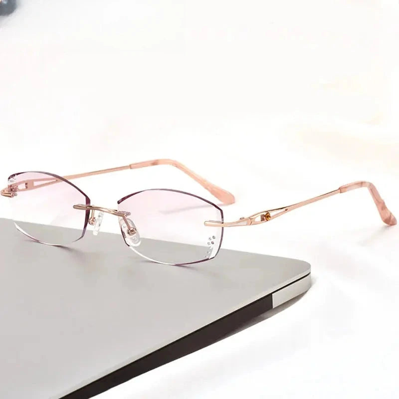 Women's Oval Rimless Titanium Prescription Glasses 99101 — view 3 | Rx Spectacle
