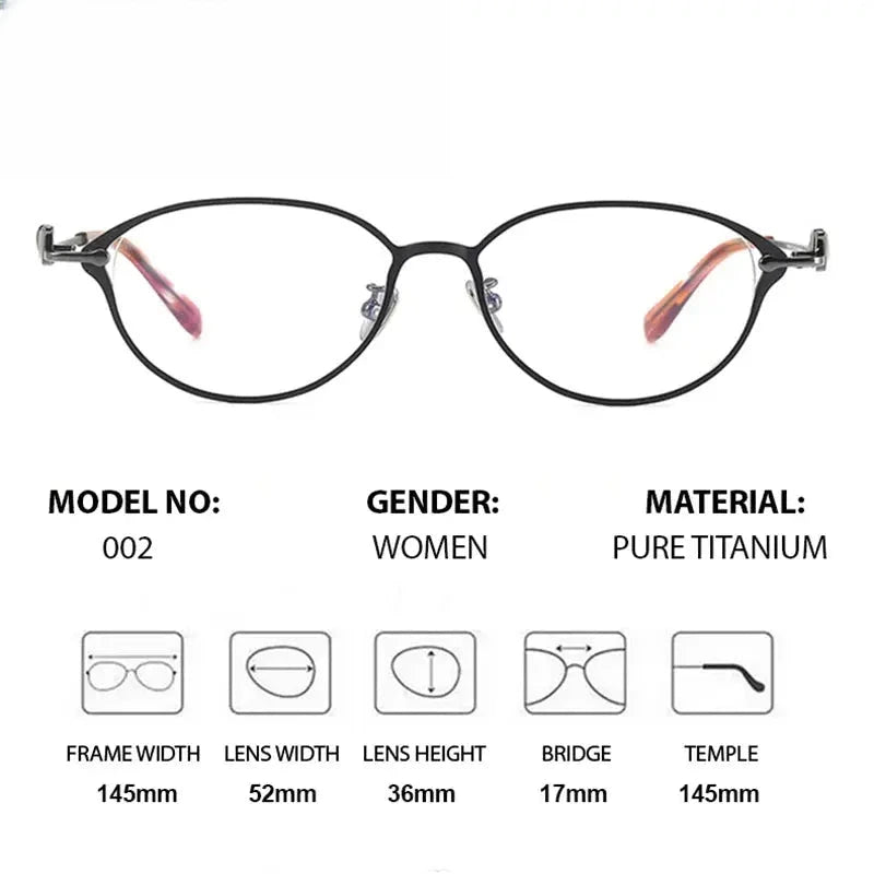 Women's Oval Full Rim Titanium Prescription Glasses 361002 — view 2 | Rx Spectacle