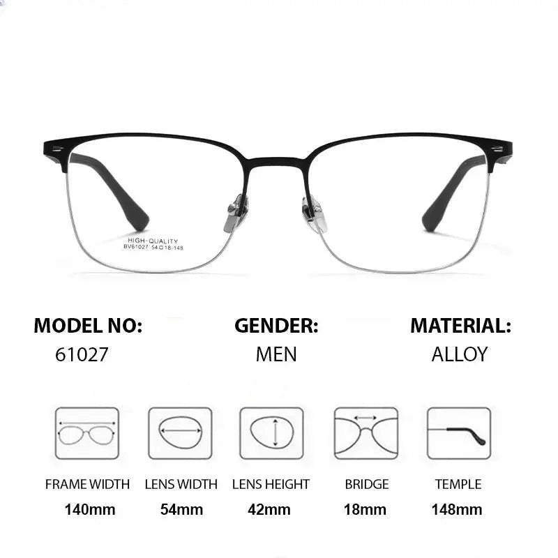 Unisex Square Full Rim Alloy Prescription Glasses 561027 — view 2 | Rx Spectacle