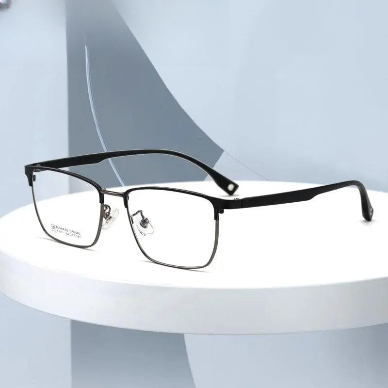 Men's Square Full Rim Titanium Prescription Glasses K9111 — view 1 | Rx Spectacle