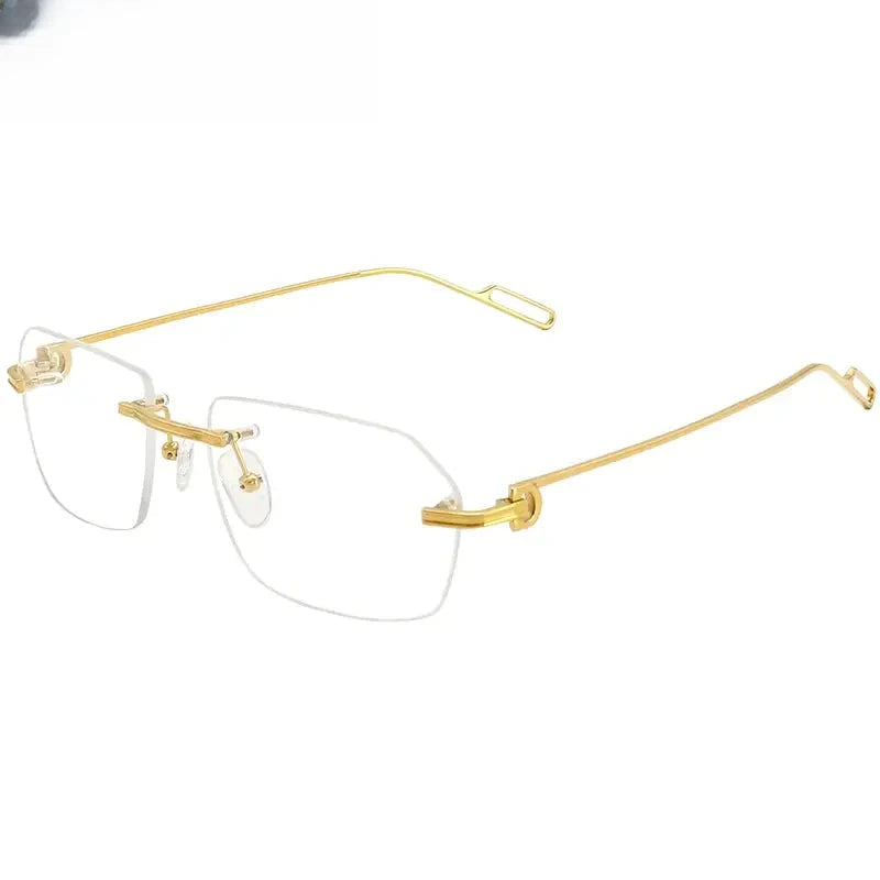 Unisex Polygon Rimless Titanium Prescription Glasses 1620 — view 2 | Rx Spectacle