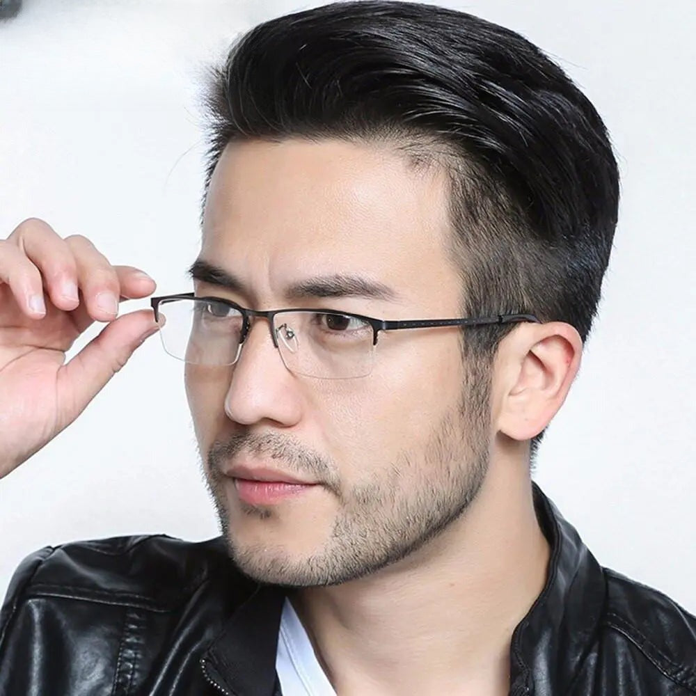Men's Square Semi-Rimless Alloy Prescription Glasses 2017 — view 8 | Rx Spectacle