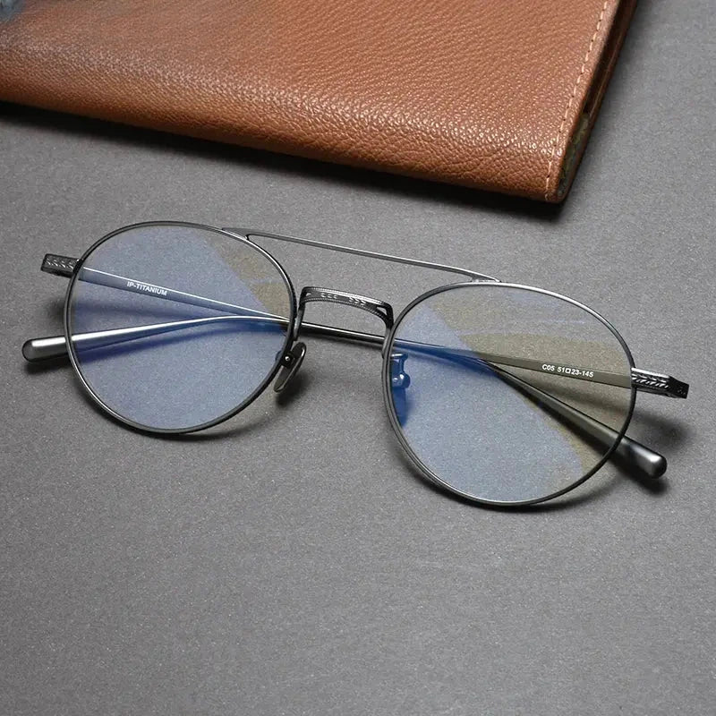 Unisex Round Full Rim Titanium Double Bridge Prescription Glasses 30205 — view 1 | Rx Spectacle