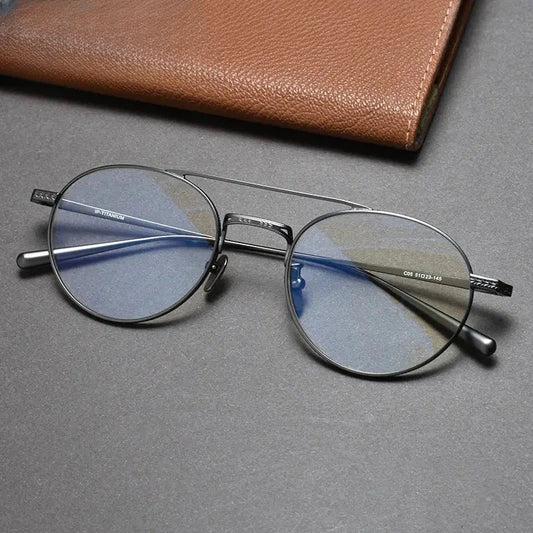 Unisex Round Full Rim Titanium Double Bridge Prescription Glasses 30205 — view 1 | Rx Spectacle