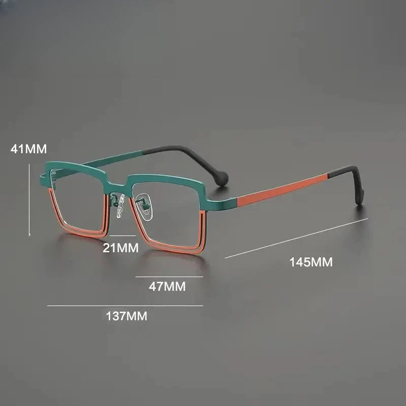 Women's Square Full Rim Titanium Flat Top Prescription Glasses G85889 — view 2 | Rx Spectacle