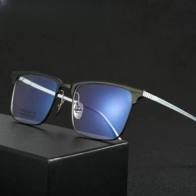 Unisex Square Full Rim Titanium Prescription Glasses 59202 — view 1 | Rx Spectacle