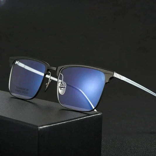 Unisex Square Full Rim Titanium Prescription Glasses 59202 — view 1 | Rx Spectacle