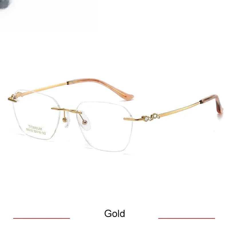 Women's Polygon Rimless Titanium Prescription Glasses 36015 — view 5 | Rx Spectacle