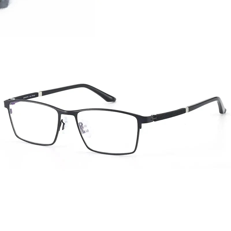 Men's Square Full Rim Stainless Steel Prescription Glasses 94931 — view 1 | Rx Spectacle