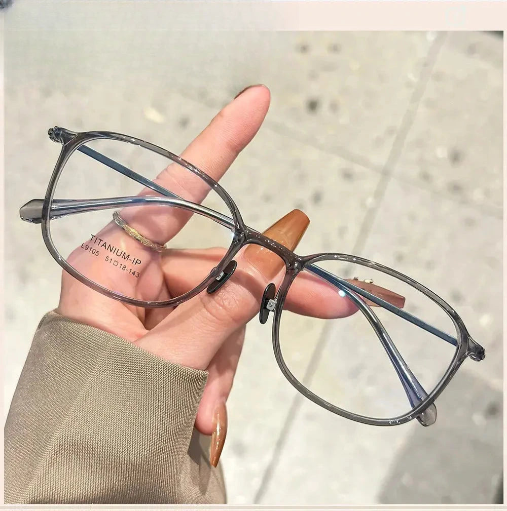 Women's Square Full Rim Titanium Prescription Glasses 59105 — view 1 | Rx Spectacle