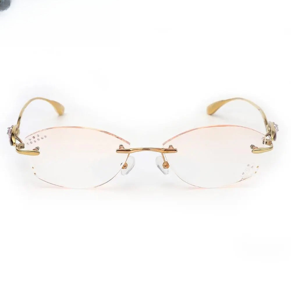 Women's Oval Rimless Titanium Prescription Glasses P208 — view 8 | Rx Spectacle