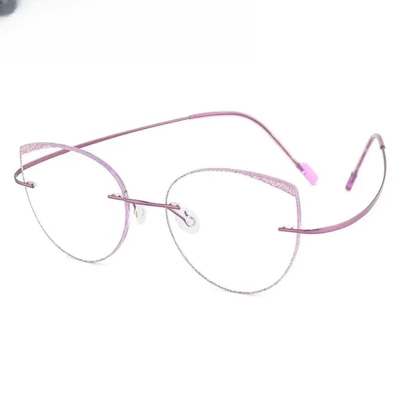 Women's Cat Eye Rimless Titanium Prescription Glasses 696074 — view 6 | Rx Spectacle