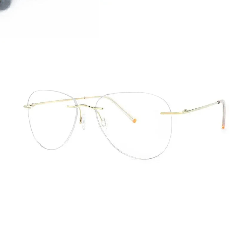 Unisex Oval Rimless Titanium Flat Top Prescription Glasses 888011 — view 5 | Rx Spectacle