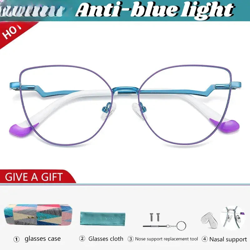 Women's Cat Eye Full Rim Stainless Steel Reading Glasses 3043 — view 12 | Rx Spectacle