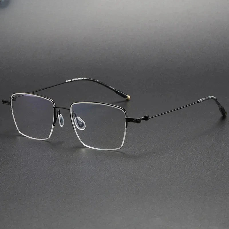 Unisex Square Semi-Rimless Titanium Prescription Glasses 202307 — view 5 | Rx Spectacle