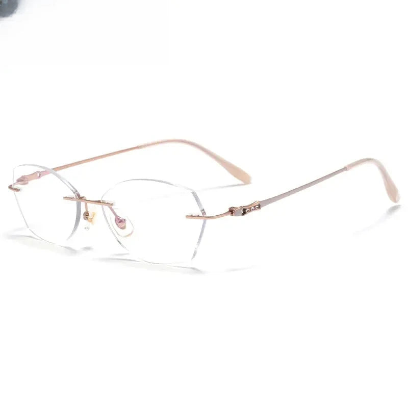 Women's Butterfly Rimless Titanium Prescription Glasses 416009 — view 4 | Rx Spectacle