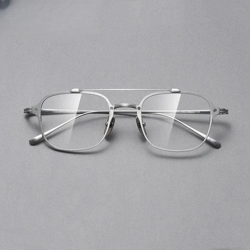 Men's Square Full Rim Titanium Double Bridge Prescription Glasses 778431 — view 4 | Rx Spectacle
