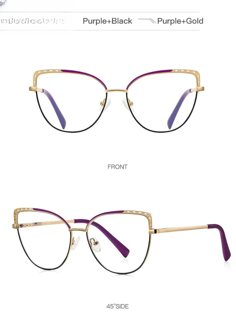 Women's Cat Eye Full Rim Alloy Reading Glasses Pfd3112 — view 17 | Rx Spectacle
