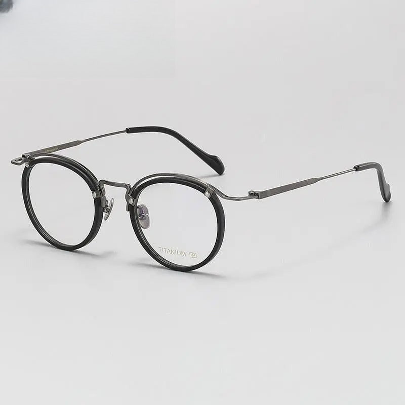Unisex Round Full Rim Titanium Prescription Glasses Gxyj1069 — view 6 | Rx Spectacle