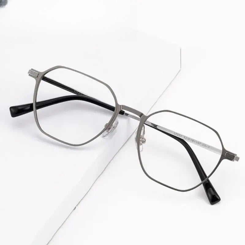 Unisex Polygon Full Rim Alloy Flat Top Prescription Glasses 965052 — view 1 | Rx Spectacle
